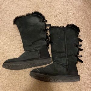 Black bow tie Ugg tall boots